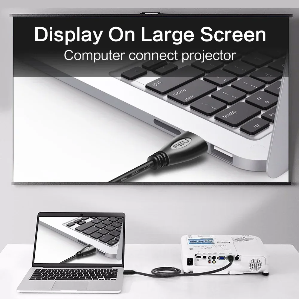 Premium Gold-Plated HDMI-Compatible 4K Video Cable for HDTVs, Available in Various Lengths