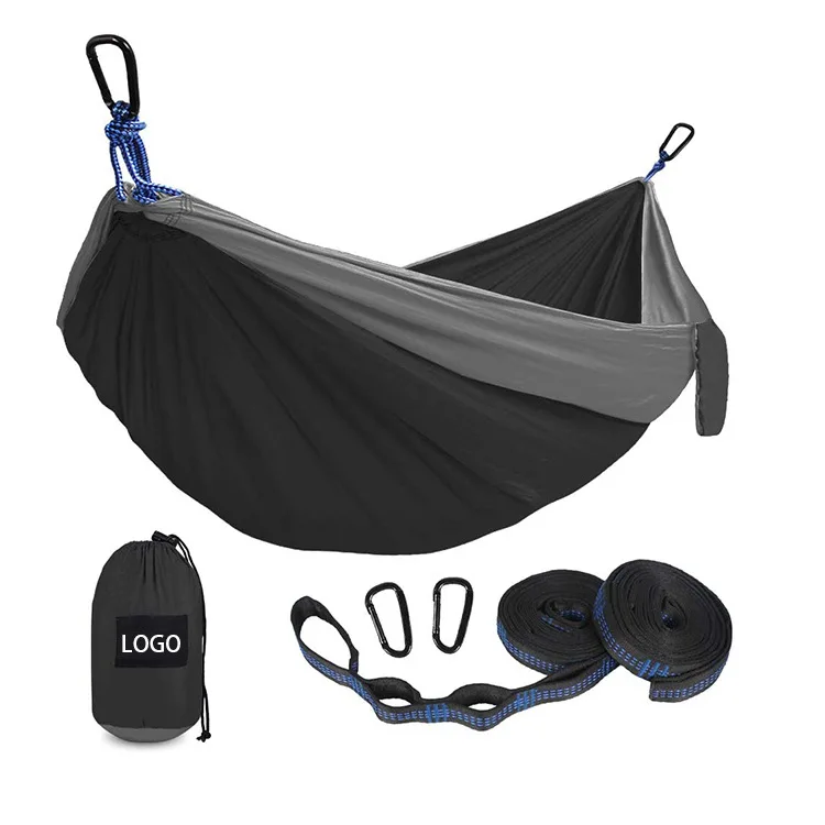

Manufacturers hot sale nylon cross-border outdoor products hammock outdoor single and double color-block parachute portable