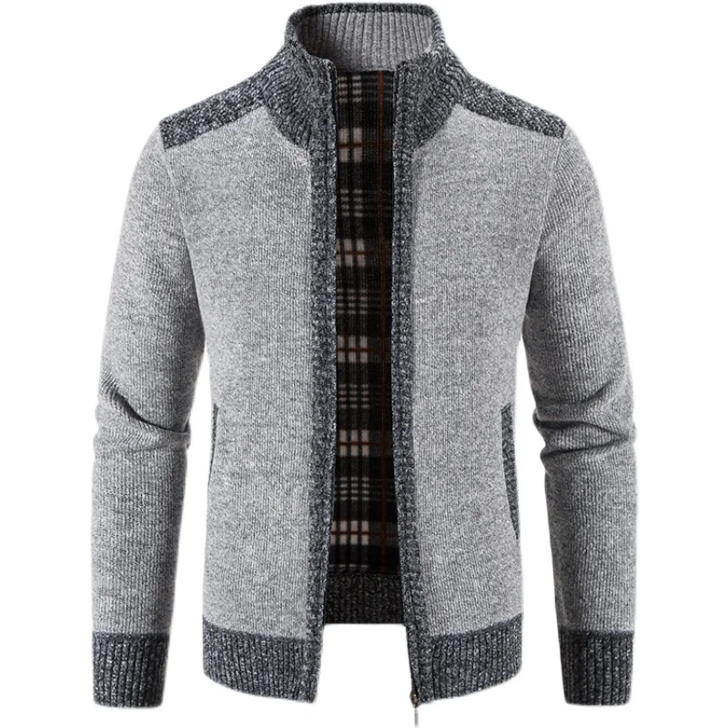 

Men Cardigans Sweaters Slim FIit Casual Sweatercoats Jackets High Quality Men Winter Thicker Warm Stand-up collar Cardigans 3XL