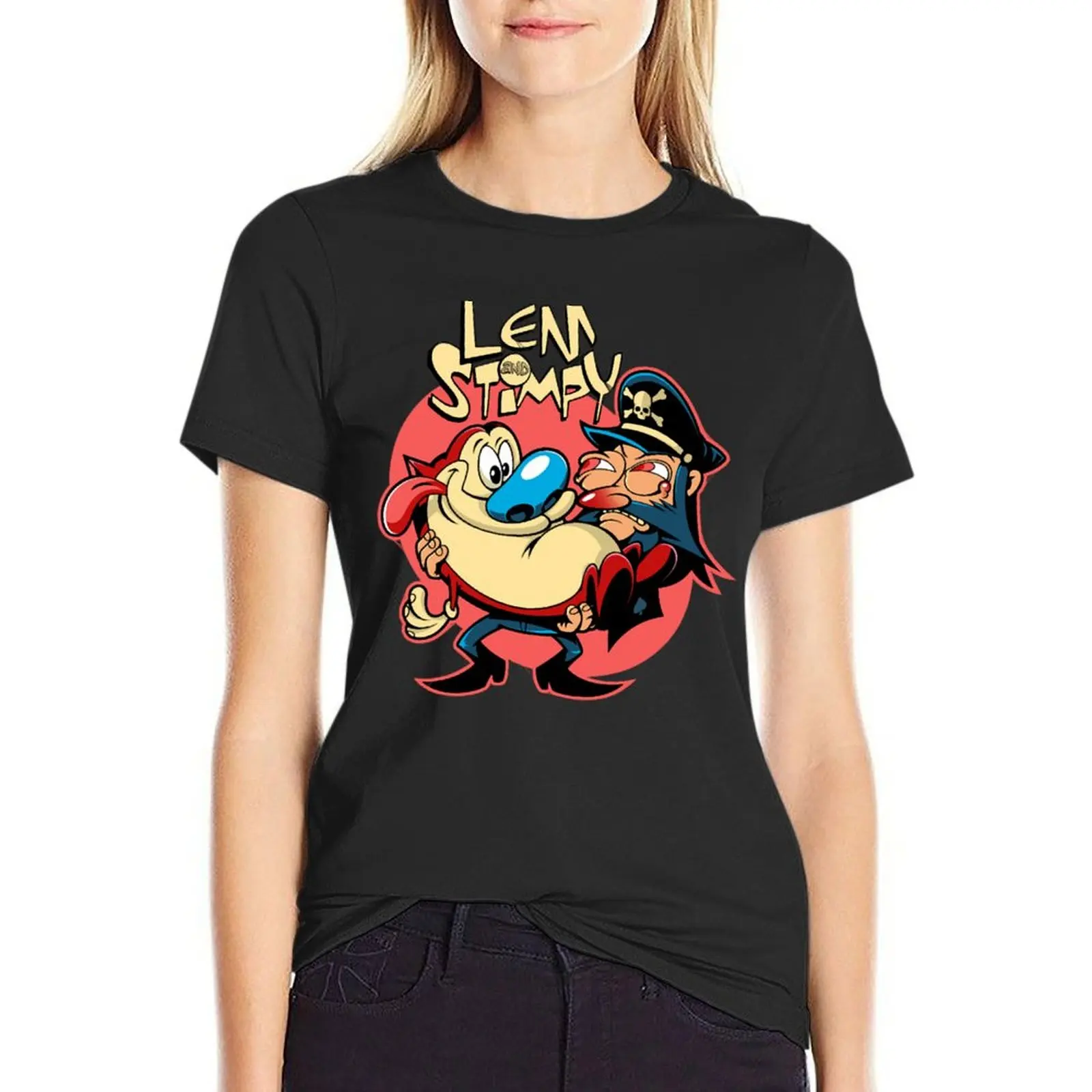 

Lem _amp_amp_ Stimpy T-shirt summer tops lady clothes Women t shirt