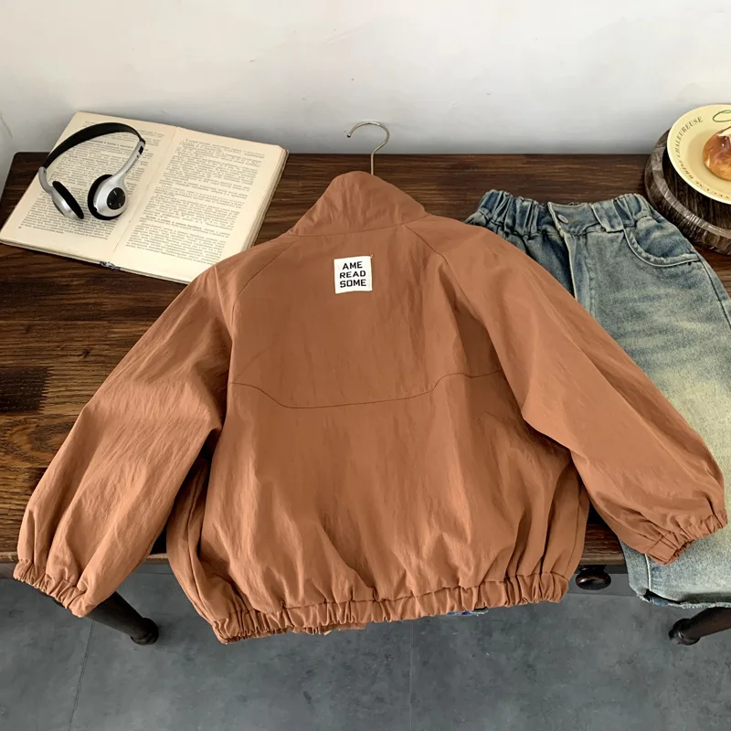 Boys Coats 2025 Autumn Fashion Cool Korean Style Kids Clothes Casual Patchwork Looose Solid Color Jacket Coats - 4