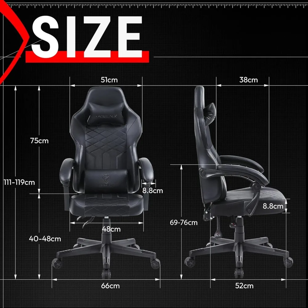 Gaming Chair with Pocket Spring Cushion, Ergonomic Computer Chair High Back, Reclining Game Chair Pu Leather 350LBS 3