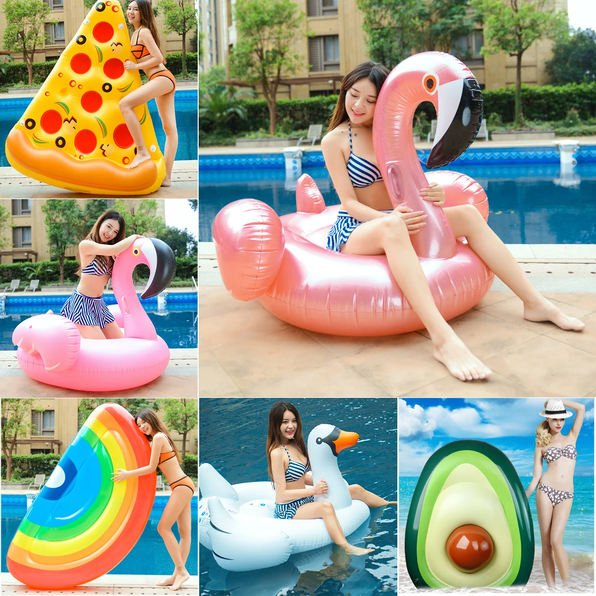 

Giant Pool Float for Adult Inflatable Flamingo Air Mattress Mermaid Swimming Ring Pool Circle Swim Pool Toys For Summer Beach