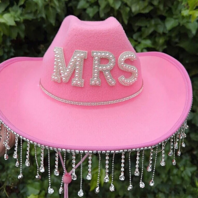 Mrs Hat Bride Hat Tassel Cowgirl Bachelorette Party Tassel Cowboy