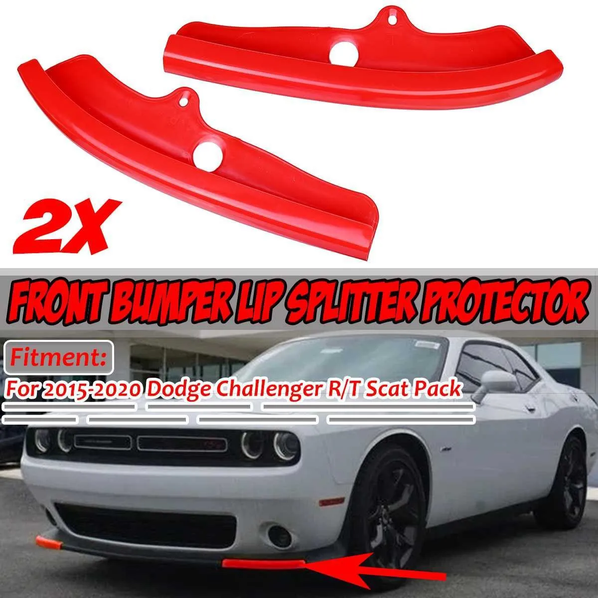 

Front Bumper Lip Splitter Protector for Dodge Challenger Scat Pack 15-20 Bumper Guard Dodge Challenger R/T GT SRT, 392