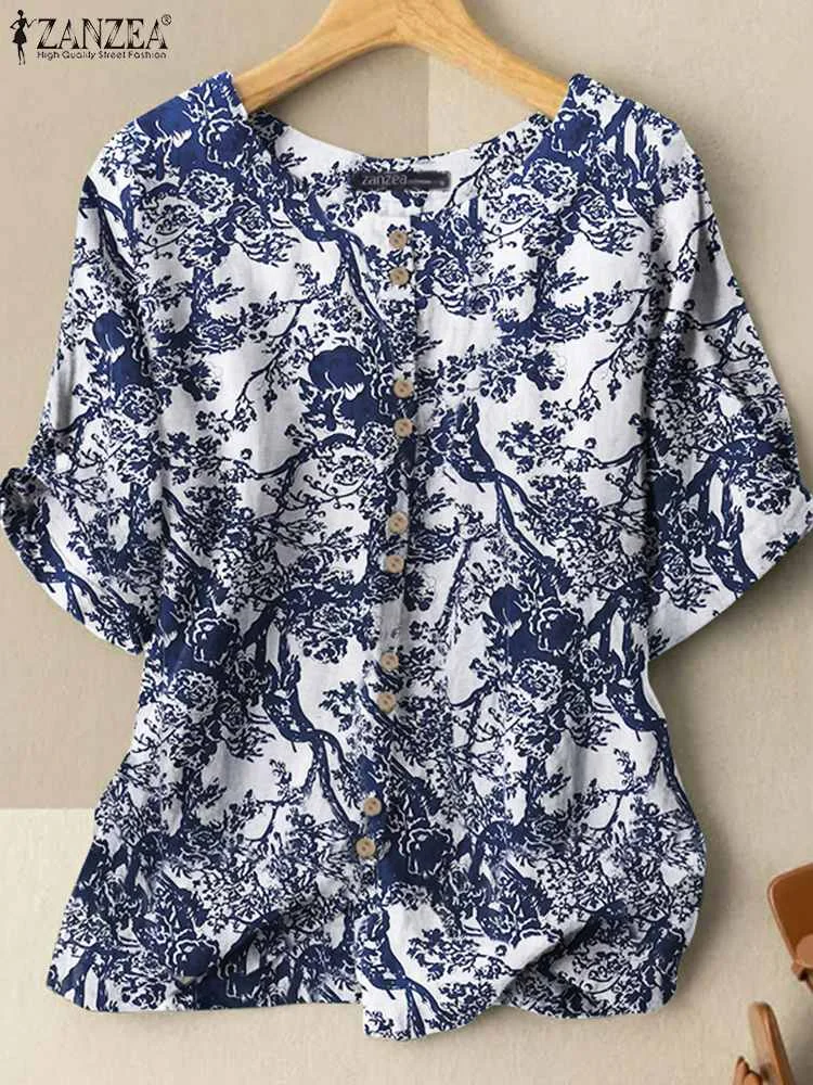 Women's Loose Basic Tee Shirt Summer Floral Print Ladies Holiday