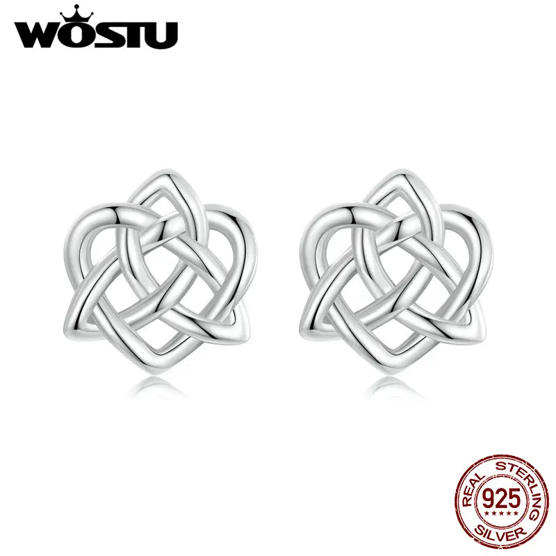 Orecchini A Cerchio Con Nodo Celtico In Argento Sterling 925 - Piccoli Cerchi A Cuore, Gioielli Irlandesi