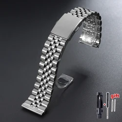 Stainless Steel Silver & Gold Watch Band - Universal Smartwatch Replacement Bracelet - 20mm (Silver)
