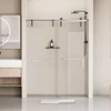 48 in. W X 76 in. H Frameless Shower Door Single Sliding Shower Door  5/16" (8mm) Clear Tempered Glass Shower Door with Exp 1
