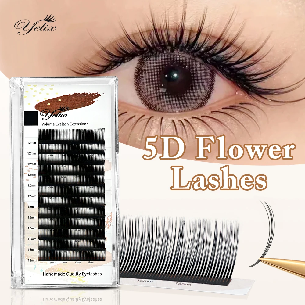 Yelix 5D Flora Lashes Easy Fan Wimpernverlängerung Russland Vorgefertigte Volumen-Spikes-Wimpern 12 Reihen natürliche weiche Wimpern Großhandel