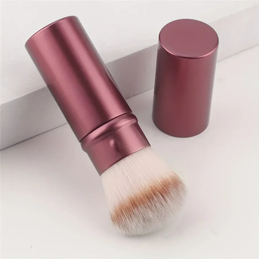 Retractable Mini Blush Makeup Brush - Aluminium Handle, Nylon Bristles, Suitable For All Skin Types - Easy To Carry