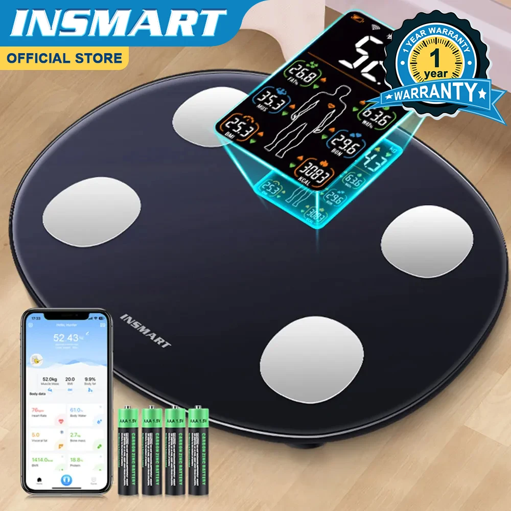 INSMART Body Fat Scale Weight Scale Balance Smart Scales with Screen for Body Weight BMI Digital Bluetooth Bathroom Scales