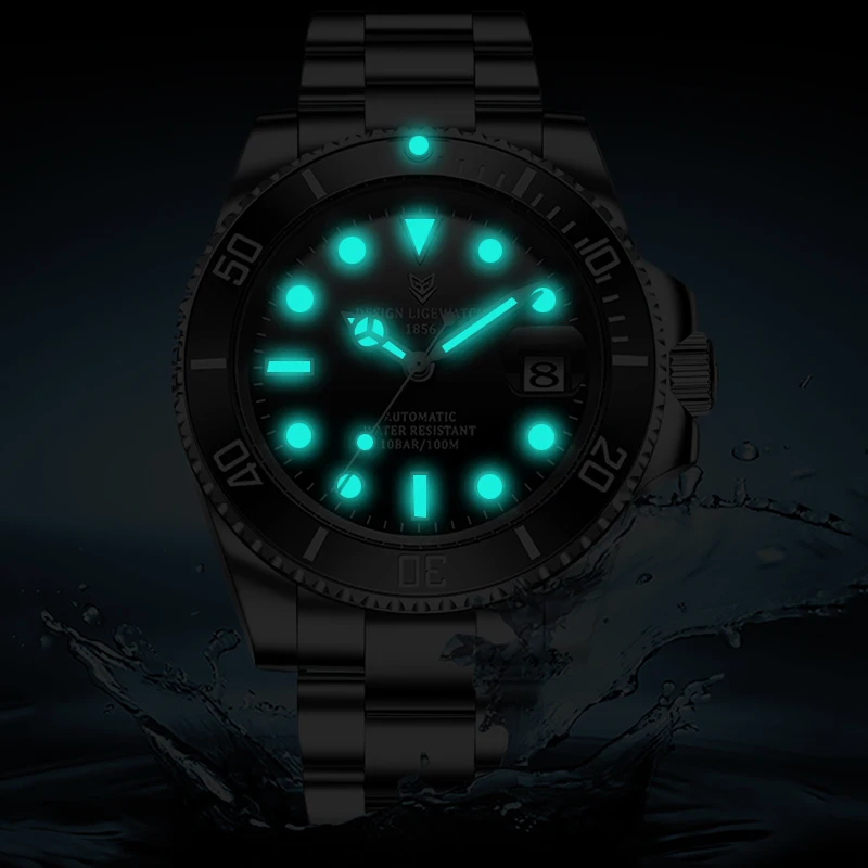 LIGE Automatic Watch for Men Top Brand Luxury Fashion Waterproof Sport Men's Mechanical WristWatches Casual Automatic Date Watch