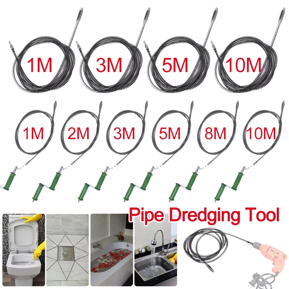 Sewer Unblocker 1-10M Bathroom Hair Sewer Sink Cleaning Snake Spring Pipe Dredging