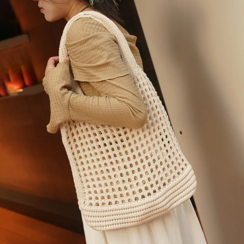 Women Weaving Clutches Top-handle Bag Large Portable Shoulder Bag Summer Beach Purses Shopper Satchel Female Tote Handbags