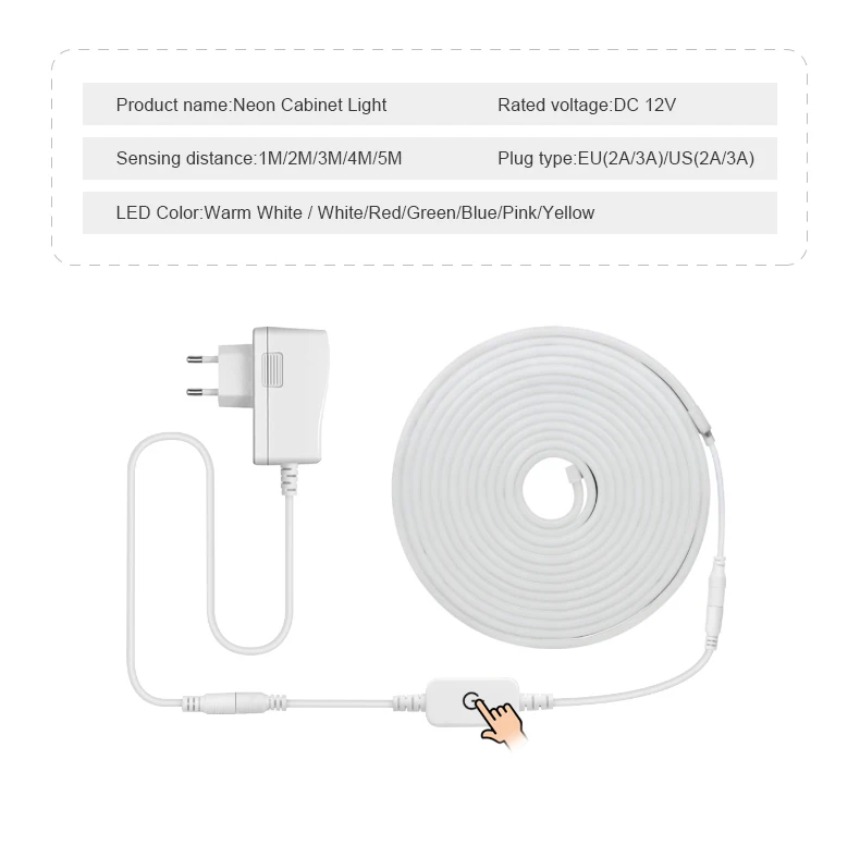 Description Picture 3 of itemDC12V 1m 2m 3m 5m LED Touch Dimmable Room Decor Cabinet Backlight Lights Waterproof Neon Strip Light Night Lamp Home Lighting 