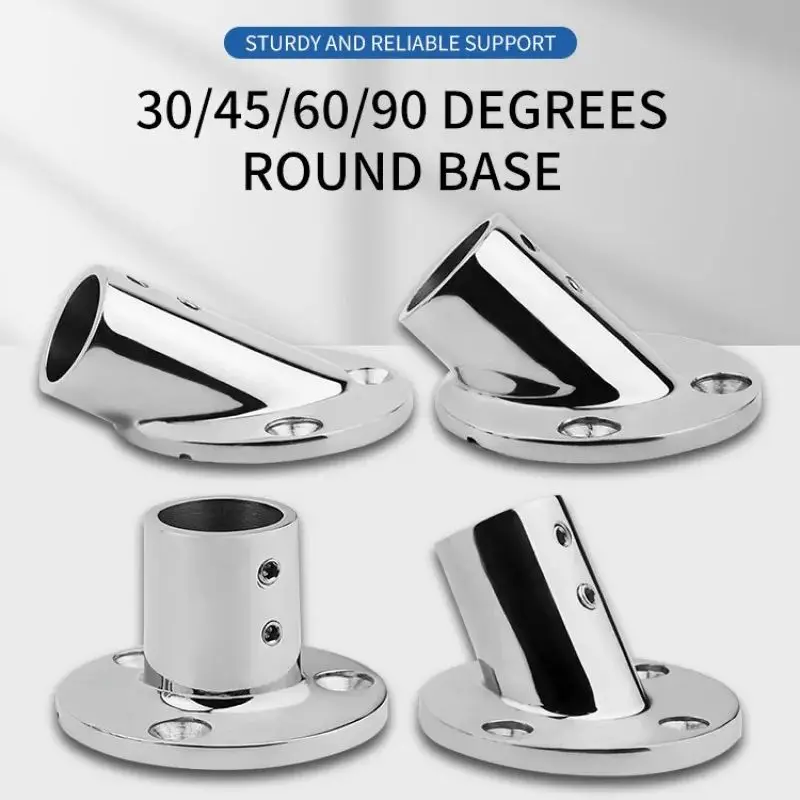 22mm Tube Pipe Marine 316 Stainless Steel Deck Handrail Rail Fitting Stanchion Round Base Mount Boat Accessories marine accessories marine hardware marine fastening set marine mounting set