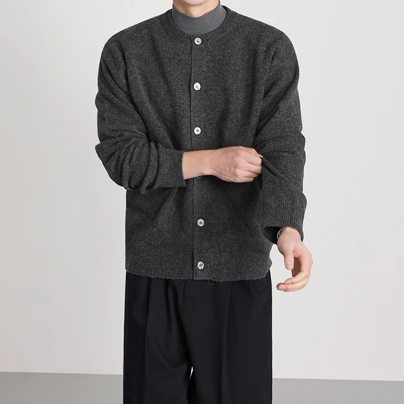 

Single Breasted Solid Color Sweater Men's Spring and Autumn Luxury Brand Wool Knitted Casual Fashion Cardigan Sweaters Coat W45