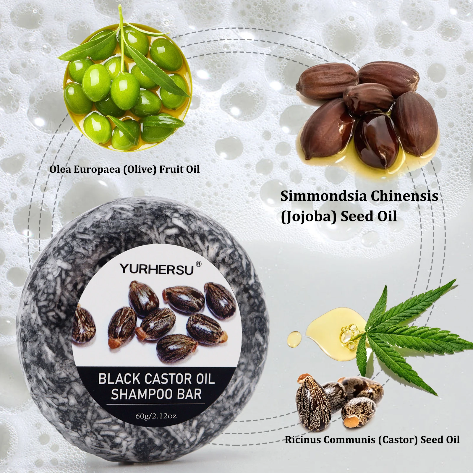 Black Castor Nourishing Shampoo & Conditioner Bar - Enriched with Castor Extract