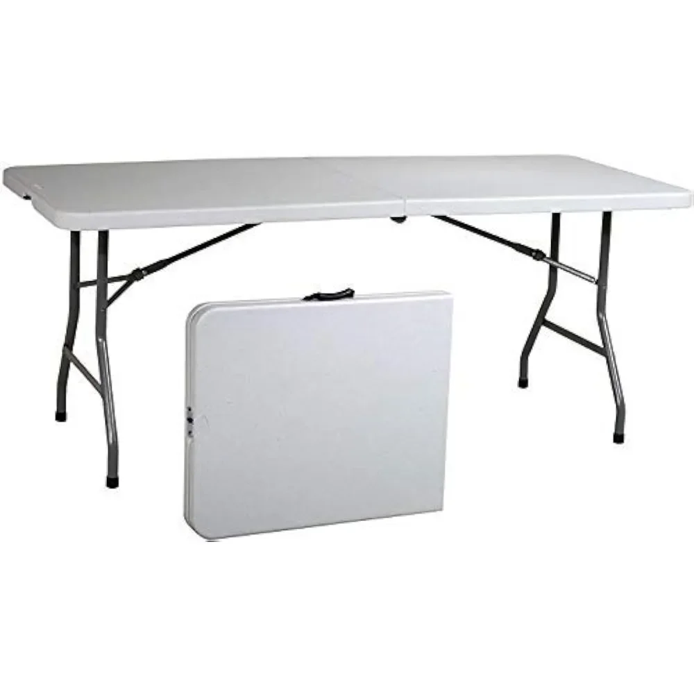 

Прямоугольный пластиковый складной стол, 8 футов (30 х96 дюйма), с ручкой для переноски, легкий и портативный, из белой смолы