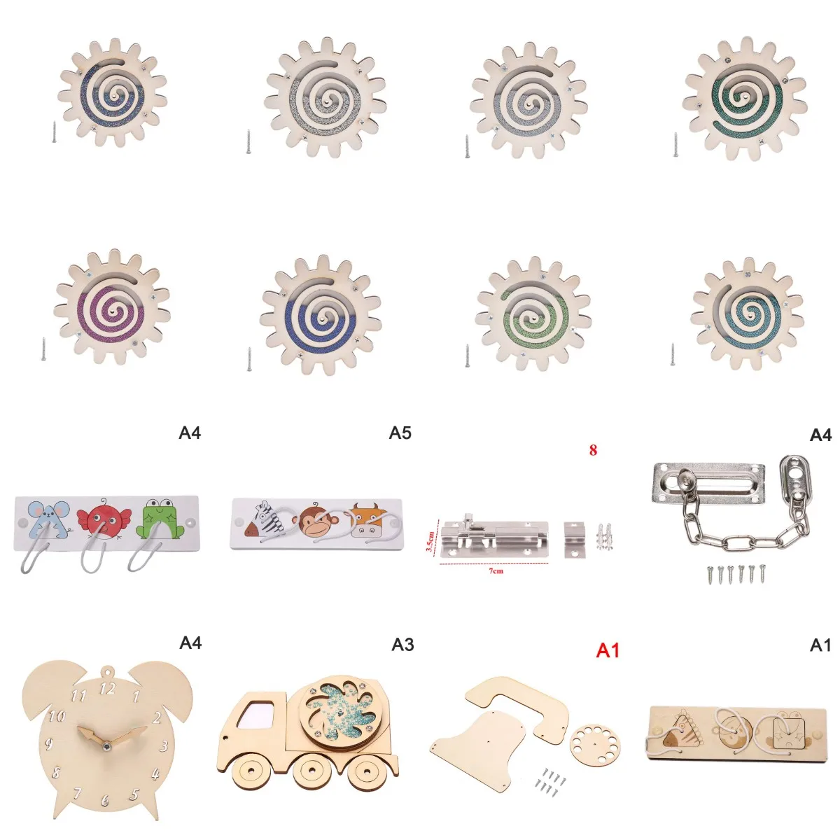 1pc Busy Block AccessoriesBusy Board Homemade DIY Accessories Montessori Material  Activity Sensory Toy Wooden Board Accessories