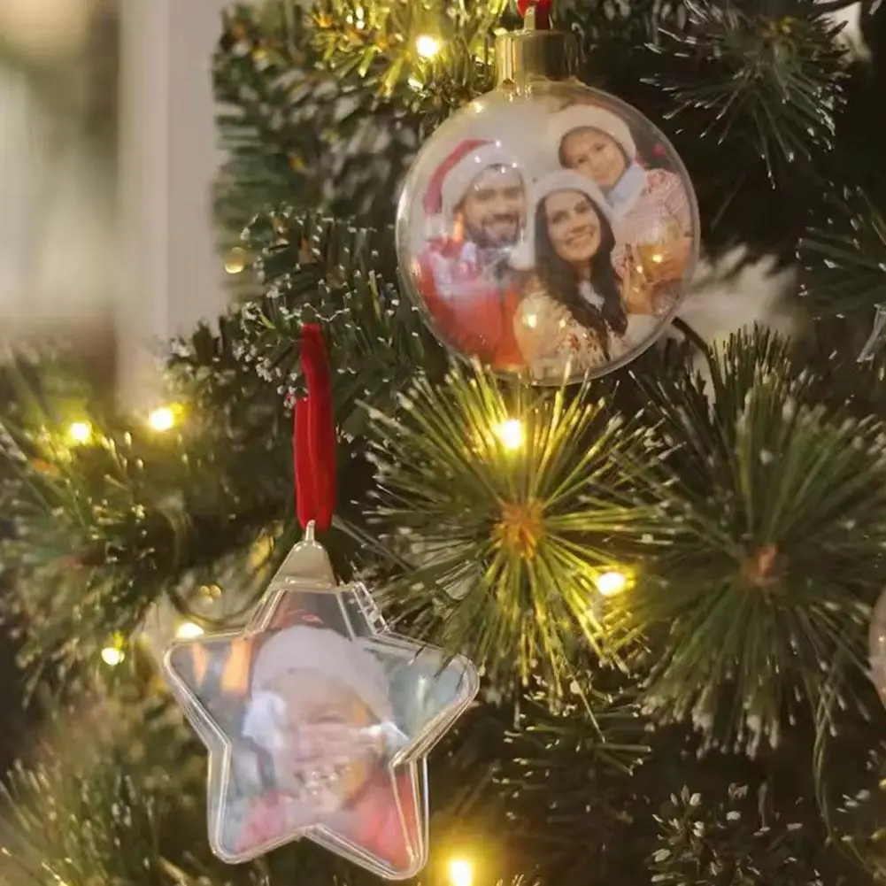 Christmas Transparent Photo Ball Festive Personalize Gift DIY Christmas Tree Pendant Decorations Photo Ball Clip