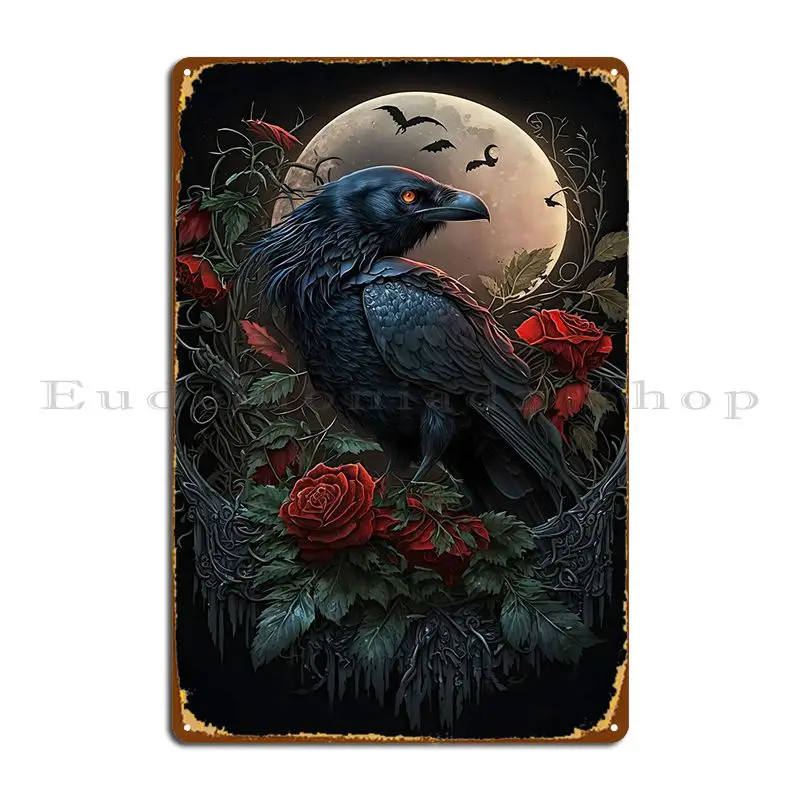 Raven Crow Metal Platform Poster Club Vintage Designer Club Pub Tin Sign Poster