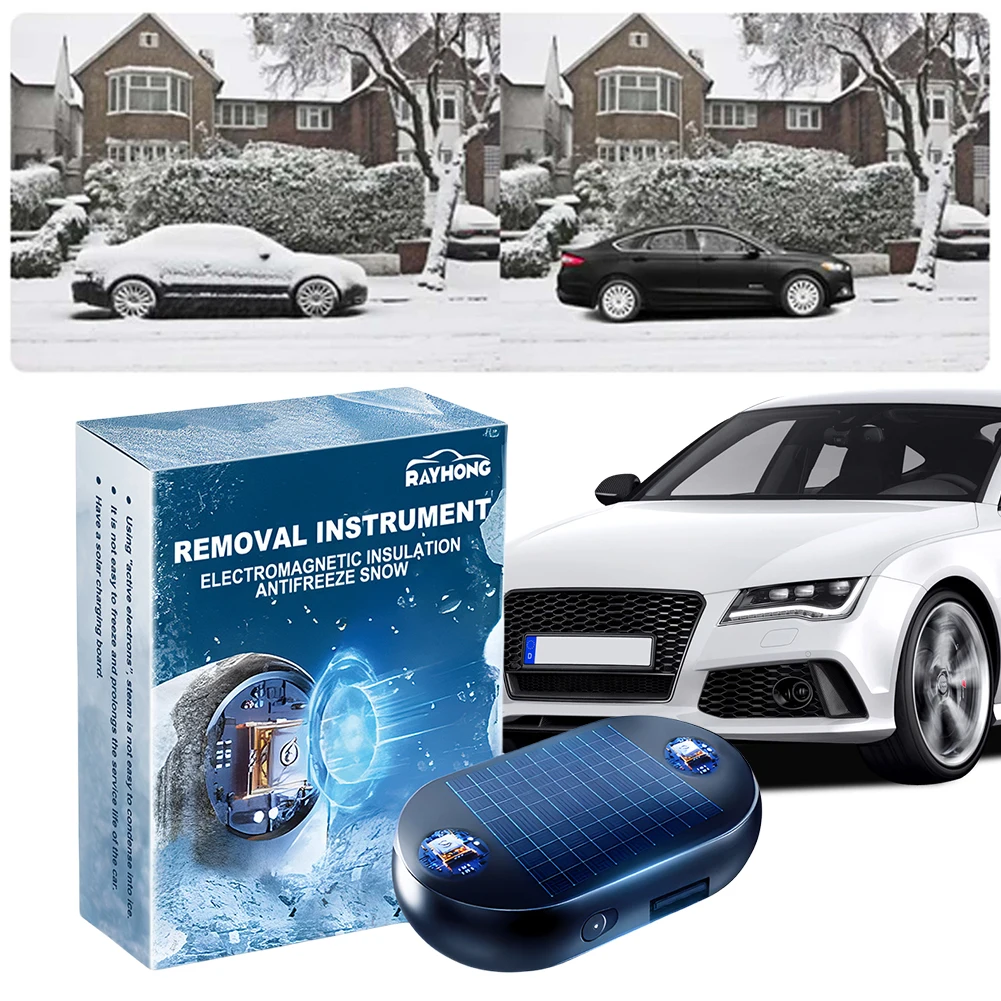 Solar/USB Car Window Anti-Freezing Tool Active Electrons Winter Deicing Device Molecular Interference Snow Remover Car Defroster