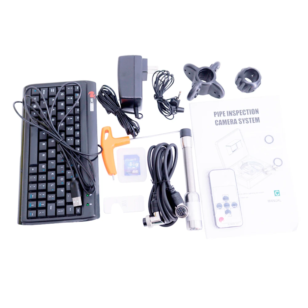 710DNLK Waterproof Pipe Inspection Camera with 7 Inch TFT Color Monitor and Keypad DVR Capable Pipe Borescope