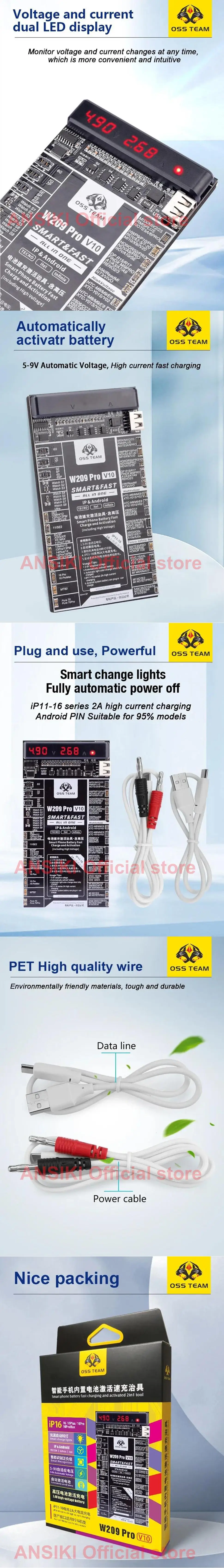 OSS W209 Pro V10 Battery Activation Board 5-9V Adaptive Voltage for iP6-16 Samsu