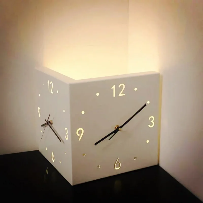 Creative Corner Clock Double Face Wall Clock Living Room Simple Modern