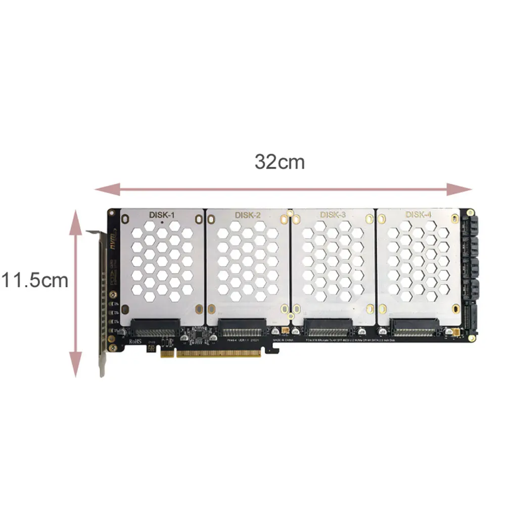 PCIe 4.0 16X SATA Adapter Card for PC Motherboard