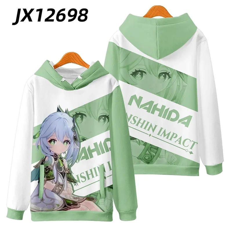 Anime Genshin Impact Nahida Cosplay Hoodie Women Men Harajuku Sweatshirt Streetwear Hip Hop Pullover Hooded Jacket Outerwear