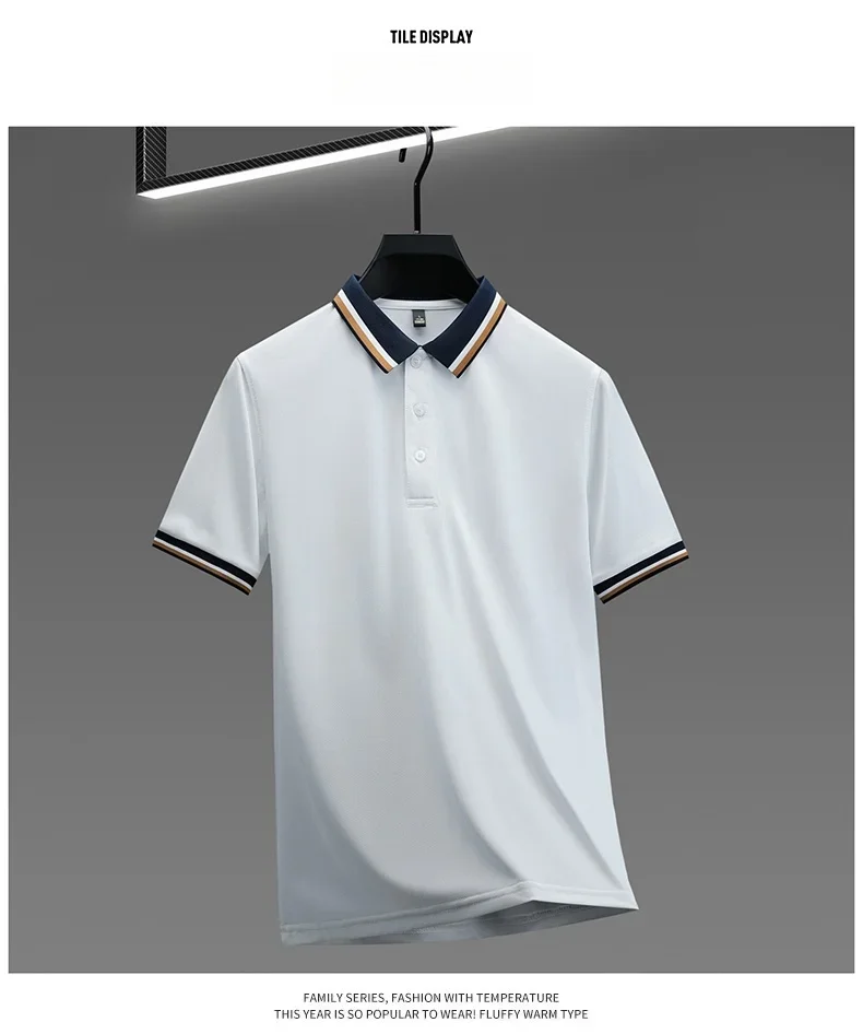 2025 Fashionable Men's Short Sleeved Polo Shirt with Summer Collar and Striped Design, Boutique Top, Casual Business T-shirt 16 S5eea8ea9f47847429449d8812bb91284z