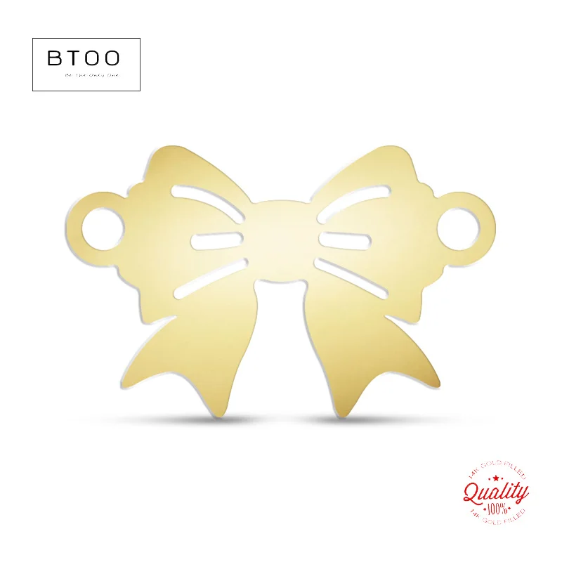 Mit 14-karätigem Gold gefüllte Schleifenverbinder – süße Girly-Schleifenverbindung für Armband- oder Halsketten-Schmuckzubehör – dauerhafte Schmuckversorgung