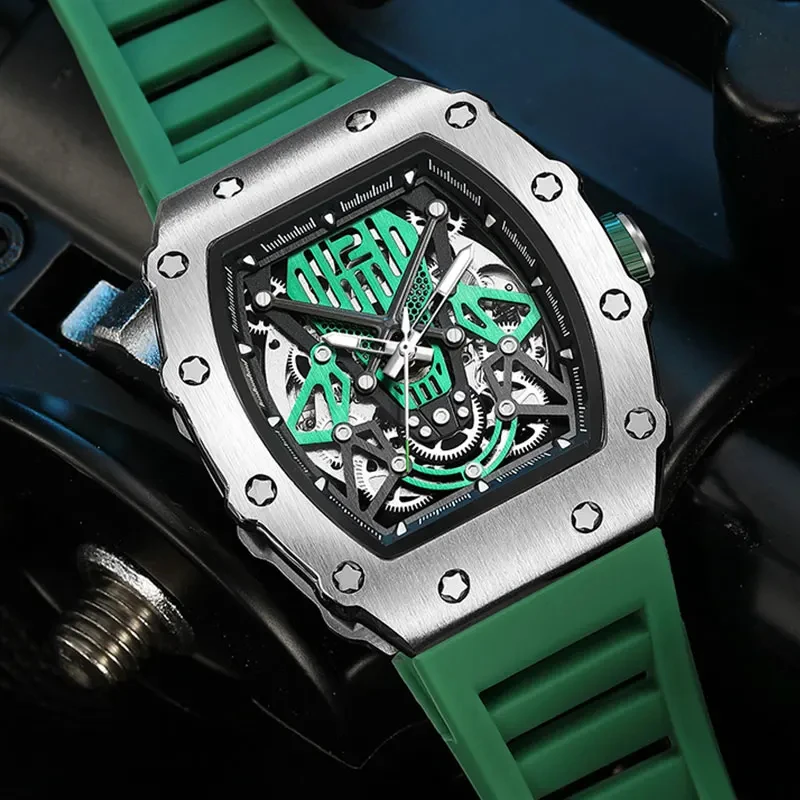 Mechanical Watch BAOGELA Richard Automatic Mechanical Watch for Men Wrist Watch Luxury Watches with Rubber Strap