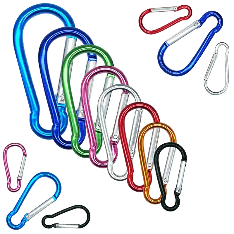 1-15PCS Frühling Verschluss Haken Aluminium Legierung Karabiner Frühling Snap Clip Haken Keychain Klettern Karabiner Für Schlüssel Camping werkzeuge