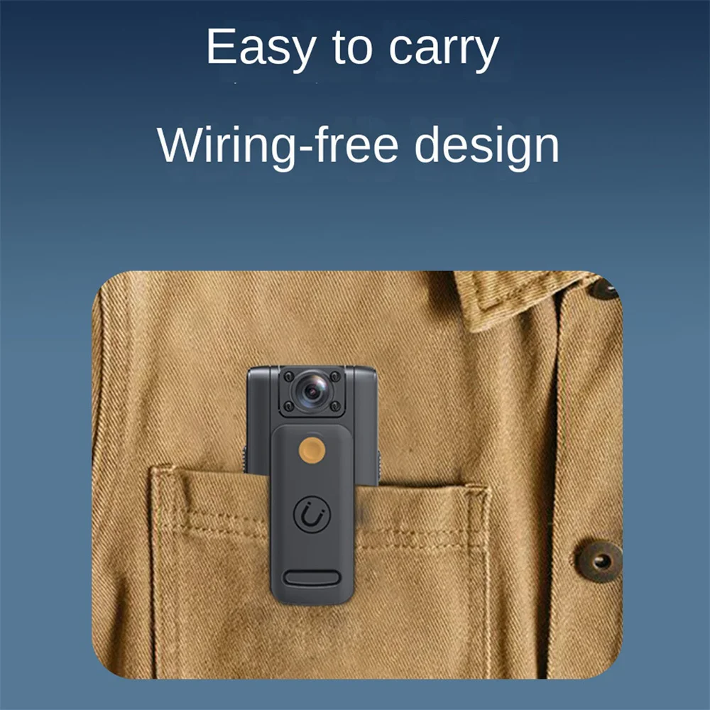 SRIKEKL Fotocamera indossata dal corpo 1080p, obiettivo girevole a 180°, videocamera indossabile per 8 ore di registrazione, mini videocamera per interni ed esterni e uso personale, con scheda di