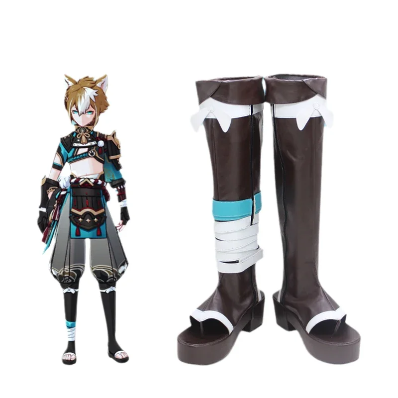 원신 임팩트 고로 코스프레 여성 신발 부츠, 애니메이션 게임, 저렴한 사용자 정의, 할로윈 파티 액세서리
