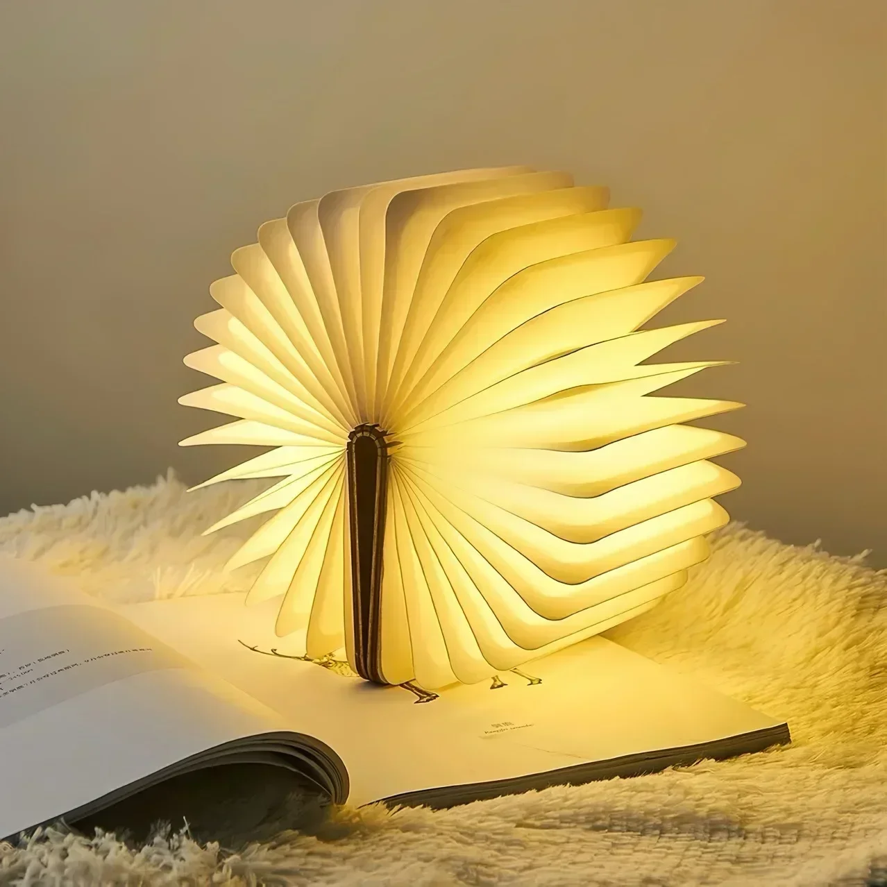 Creative Book Lamp Wooden Portable Night Light 3 Colors LED Foldable 5V USB Rechargeable Table Desk Light Home Decoration