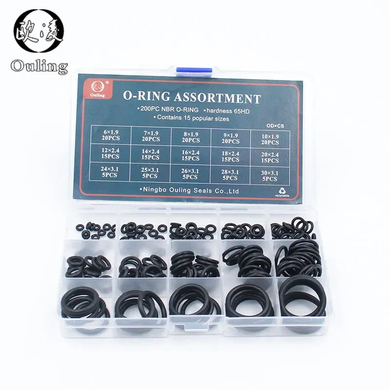 Rubber O Rings 200pcs 15 Sizes O Rings Rubber Sealing NBR Nitrile Washer