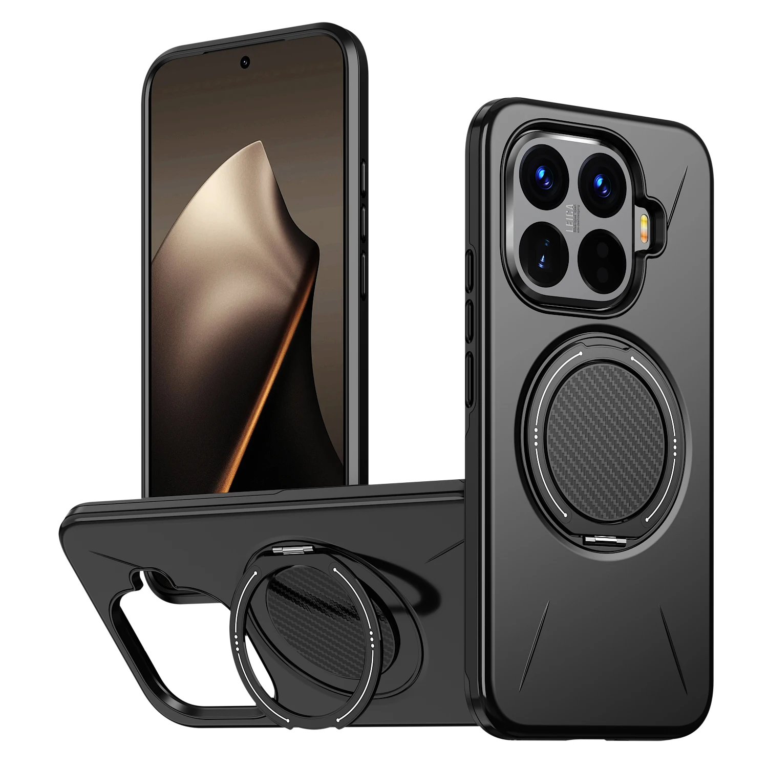 Rotating Magnetic Bracket Shockproof Phone Case - TPU Frame & Hard Plastic Protective Back Cover