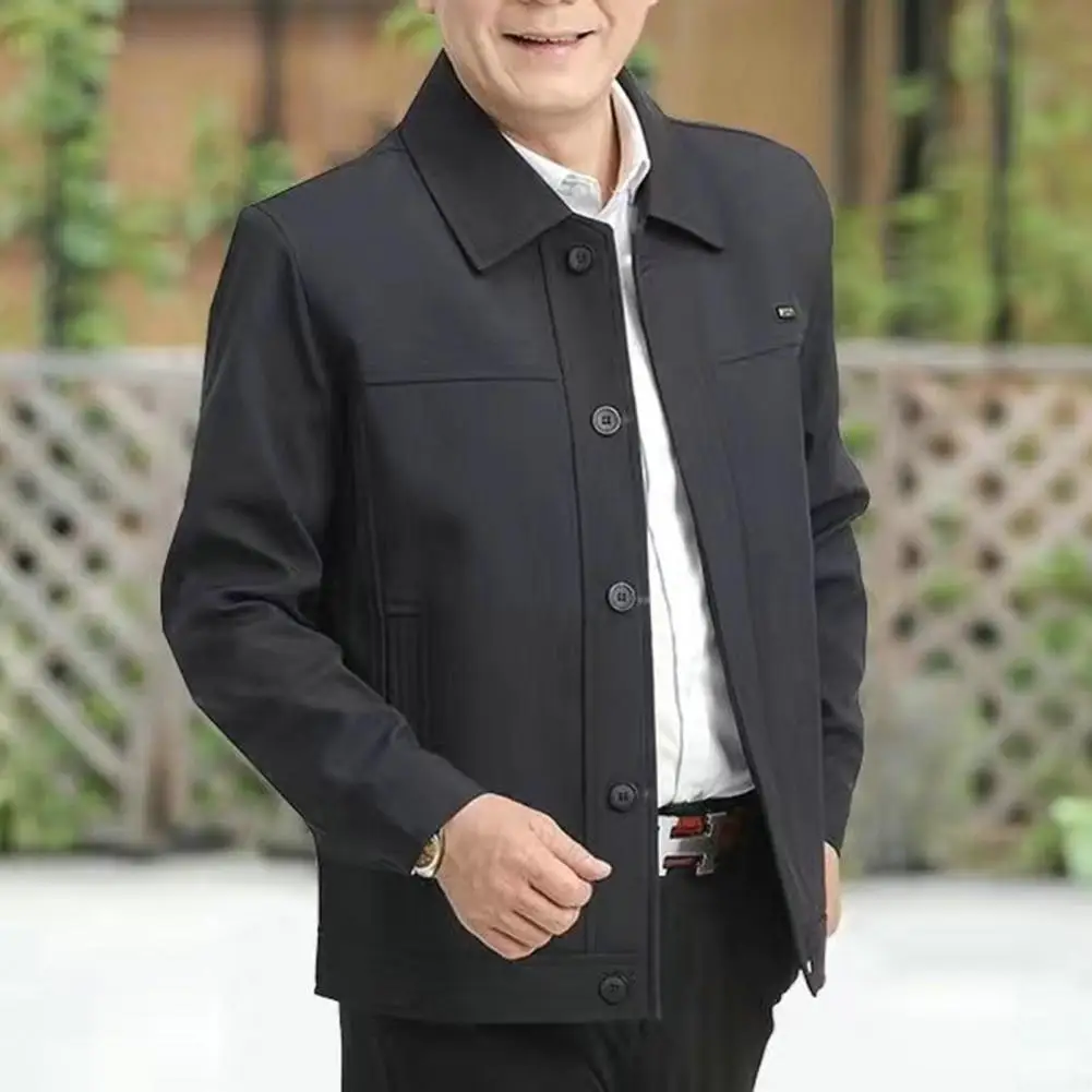 Мужская однотонная куртка, стильная тонкая однотонная куртка с отложным воротником, длинными рукавами, карманами на пуговицах, на осень и весну, на пуговицах