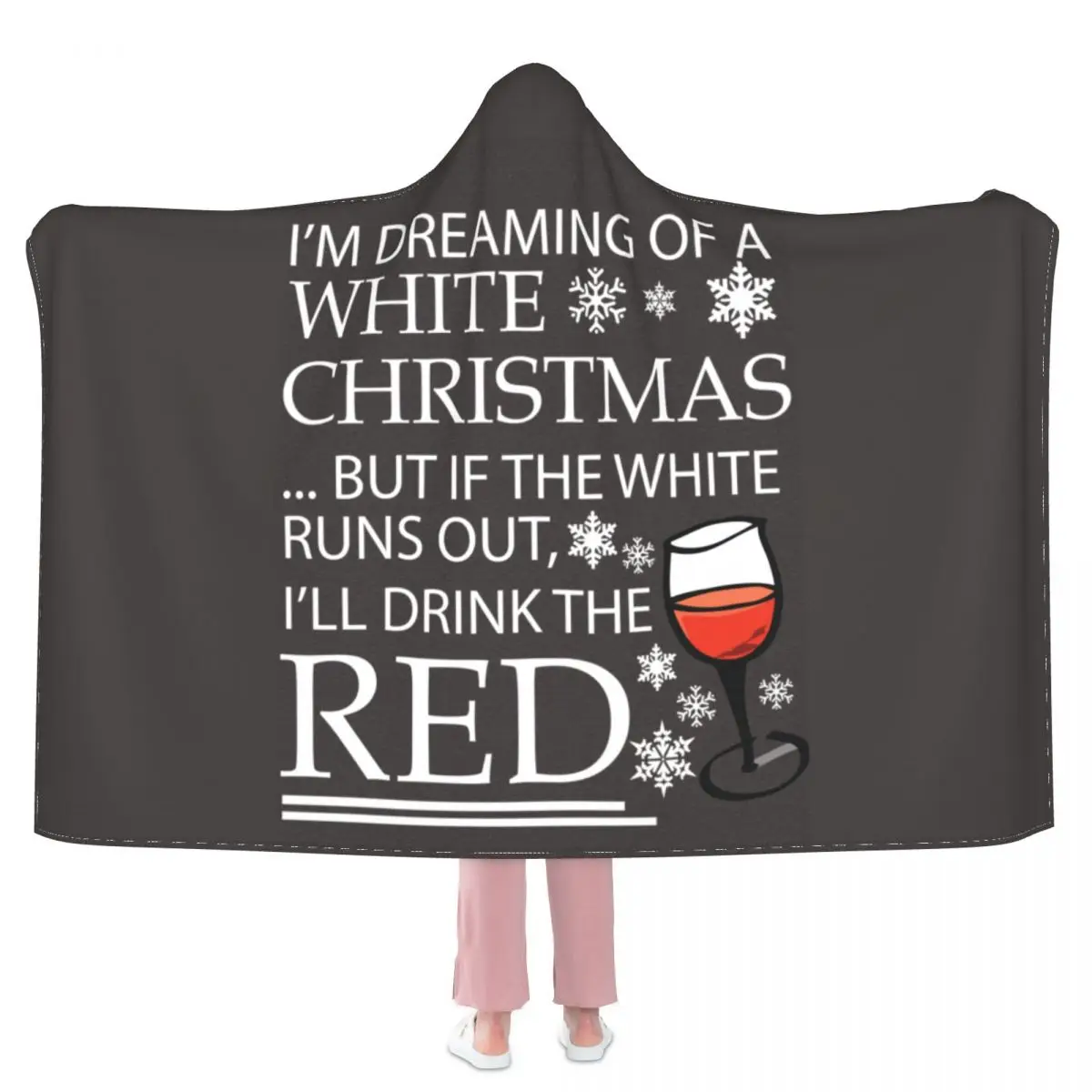 

White Christmas Blanket Drink the Red Fashion Comfy With Hood Bedspread Fleece Bed Soft Blanket