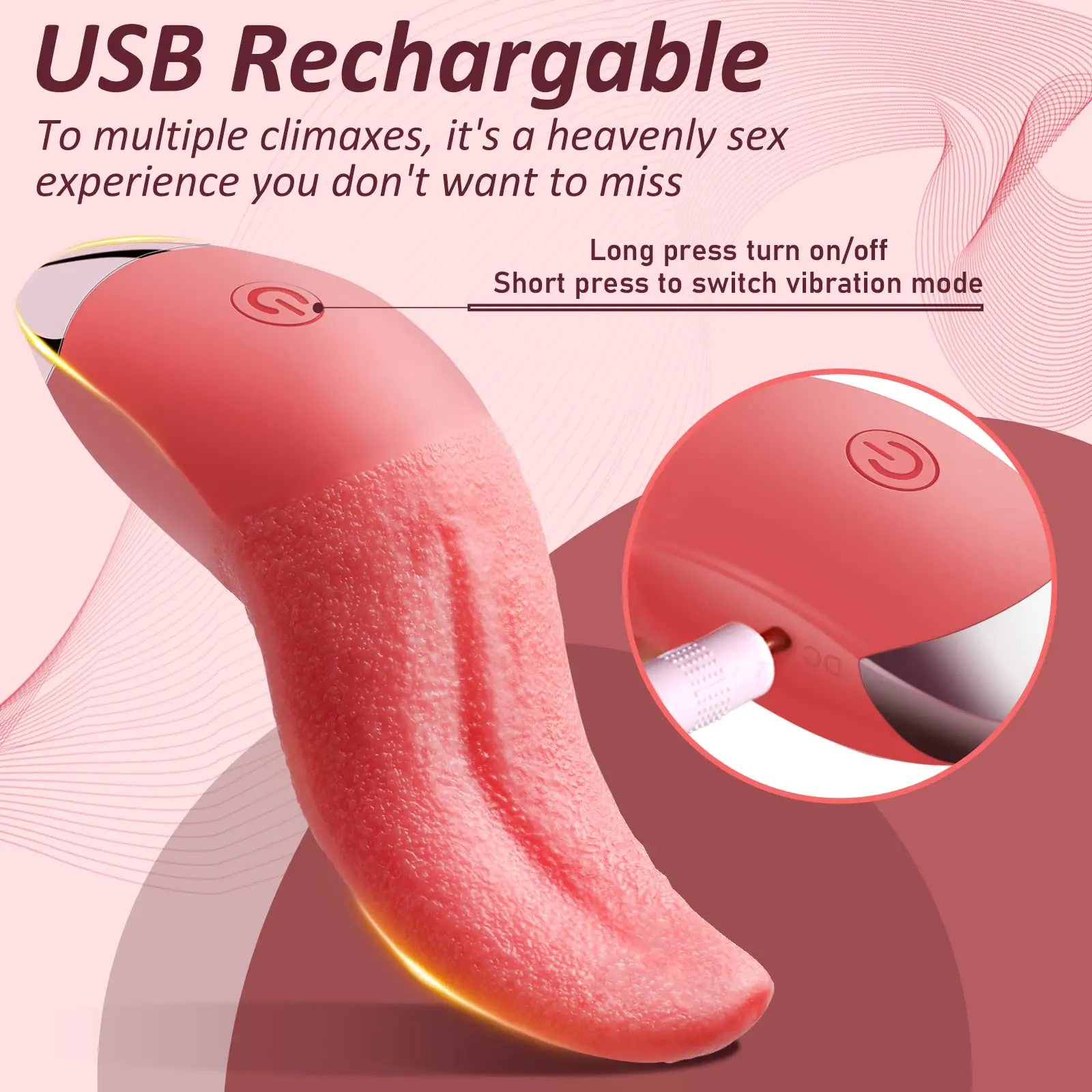 Female sex toys 10 Mode heating tongue licking vibrator for women clit stimulator