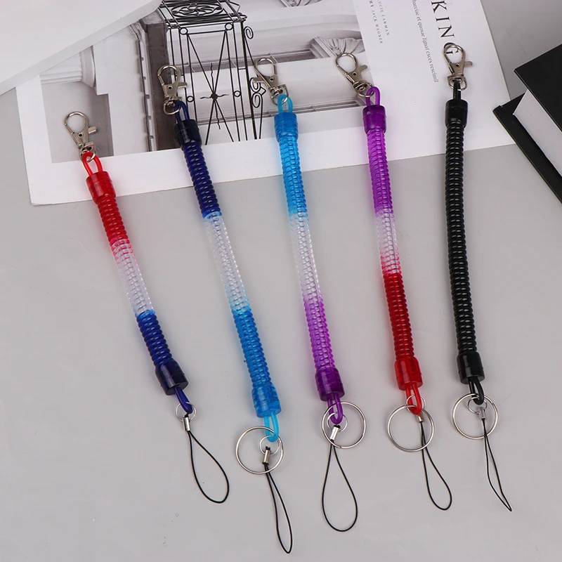Elastic Lanyard Rope Tactical Anti-lost Spring Safety Strap Rope For Key Ring Chain Flashlight Accessories