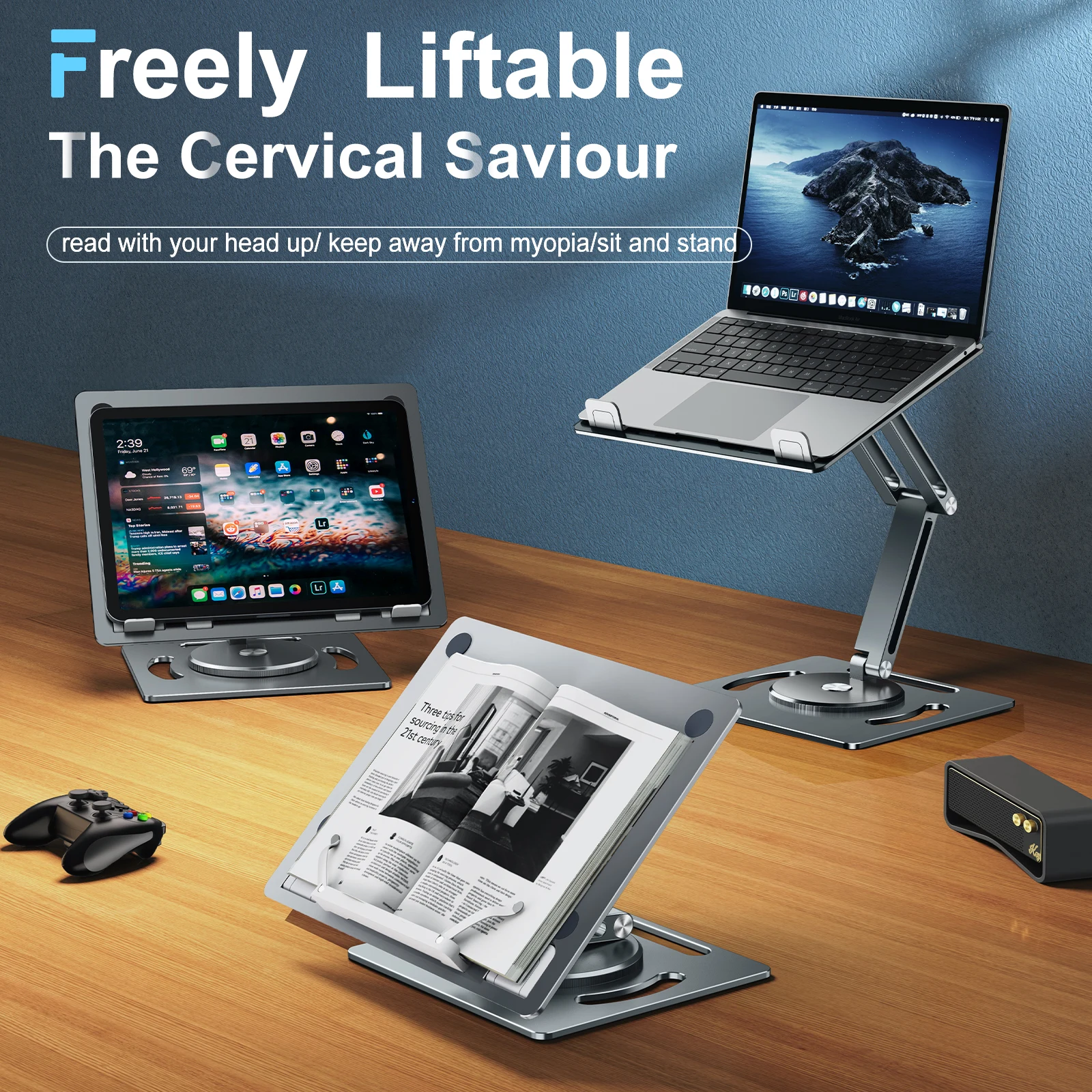 Oatsbasf-suporte Portátil de Alumínio Ajustável Laptop Suporte Tablet Rotable Macbook Notebook Suporte do Livro Suporte do Projetor Titular