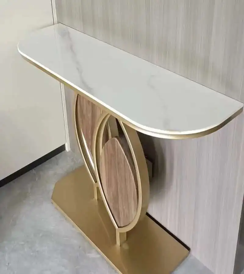 Luxury Slate Creative Console Tables Hallway Entrance Table for Italian Living Room Furniture Wall Semi-circular Porch Cabinet L