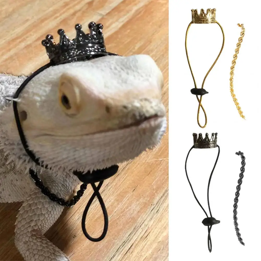 Lizard Ornament Cute Fashionable Adjustable Buckle Mini Dress Up Alloy Bearded Dragon Lizard Crown Necklace Festival 1 Set