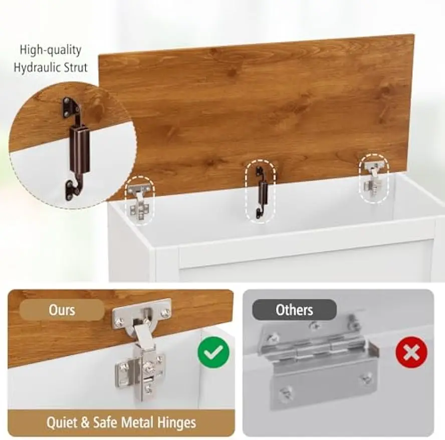 35.5” Storage Bench, Lift Top Storage Box with Metal Hinges, Entryway Storage Chest with Safety Hydraulic Strut, Large Farmhouse